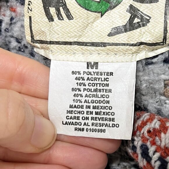 Baja Joe Men's Vtg 90s Poncho Sweater M Rust Hooded Pullover Mexico Surfer Boho - Picture 9 of 10